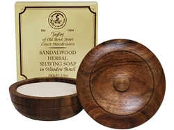 Sandalwood Shaving Soap in Wooden Bowl
